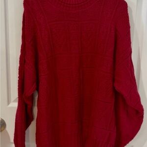 Vintage Fisherman Sweater Eagle Pass Chunky Red Knit Sweater L Dress Holiday